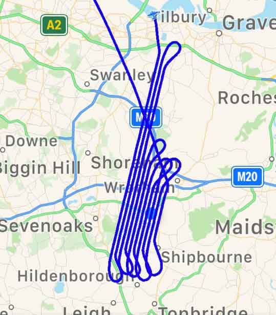 Tracking the flight path of the survey plane on the first night, January 2019